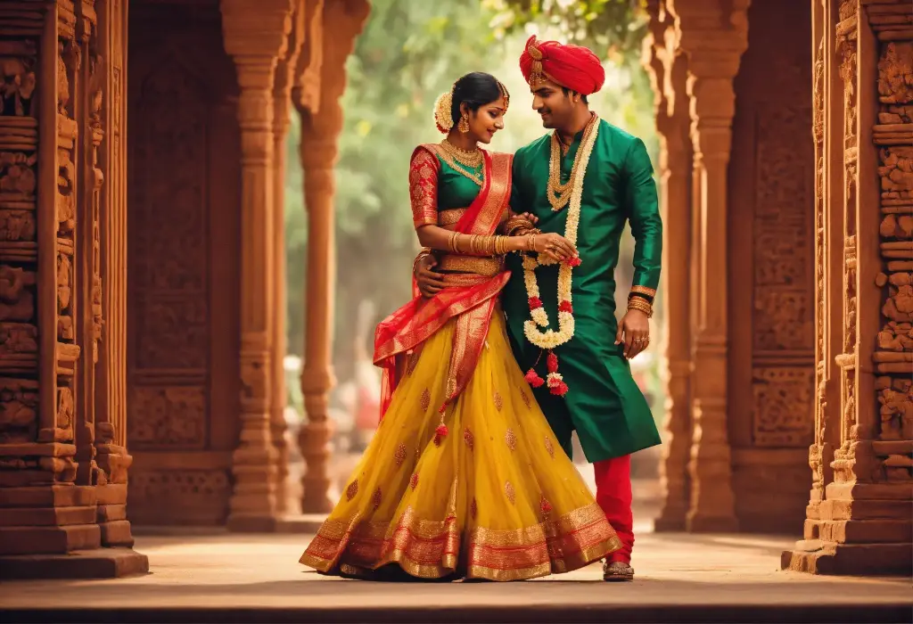 Indian traditional couple dance wall art.webp