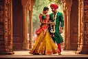 Indian traditional couple dance wall art.webp